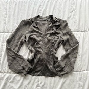 Mexx 100% silk boho rosette blouse